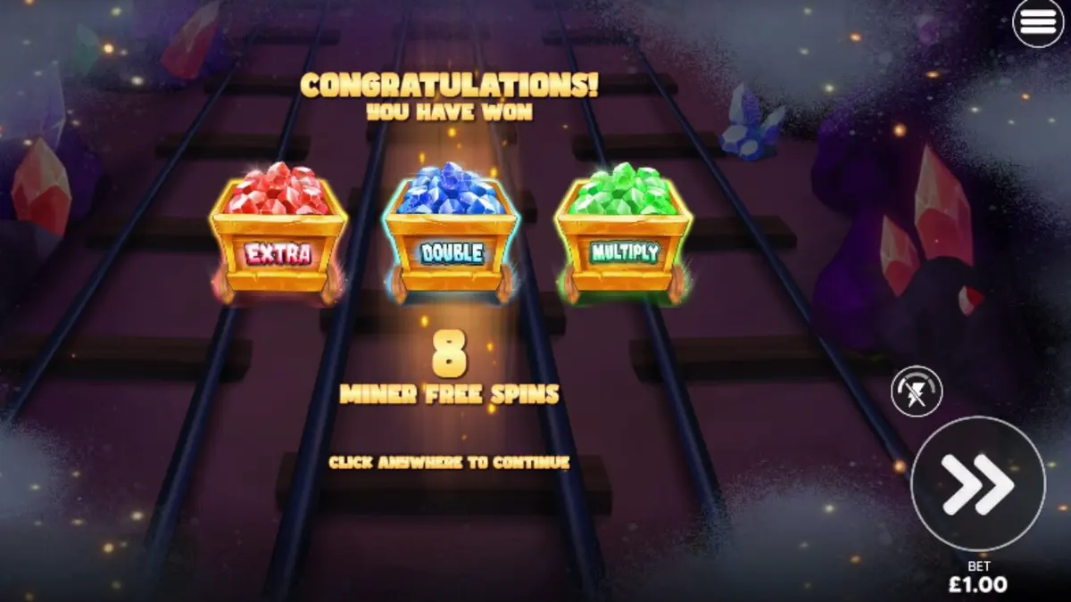 Tampilan visual slot Pickaxe Payday dengan karakter penambang kartun dan latar tambang emas.