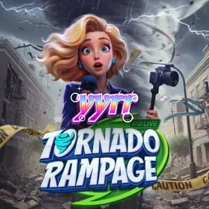 Tampilan visual grid unik slot Tornado Rampage dengan tema badai